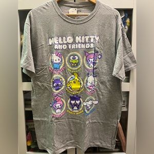 Hello Kitty And Friends Graphic Tee Shirt Gray Large NEW